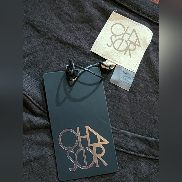 Chaser Gray Long Sleeve Top NWT Braided Sleeve Boho Scoop Neck Loungewear - Picture 9 of 11